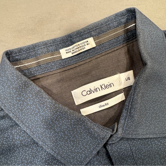 Calvin Klein SLIM FIT blue button down shirt long sleeve - Picture 6 of 7